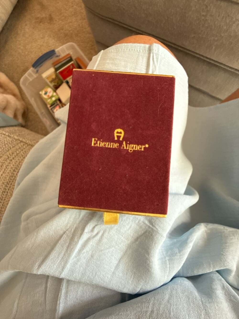 Vintage Etienne Aigner Burgundy Playing Cards Set in Velvet Box